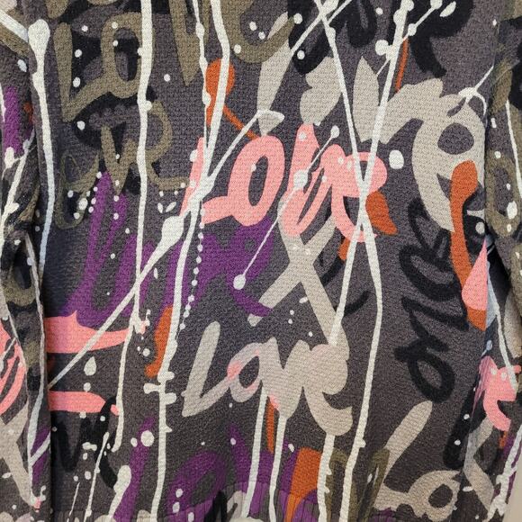 Lisa Todd Womens Cotton Love Language Graffiti Print Long Sleeve Sweater Size XS - Picture 7 of 10